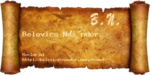 Belovics Nándor névjegykártya